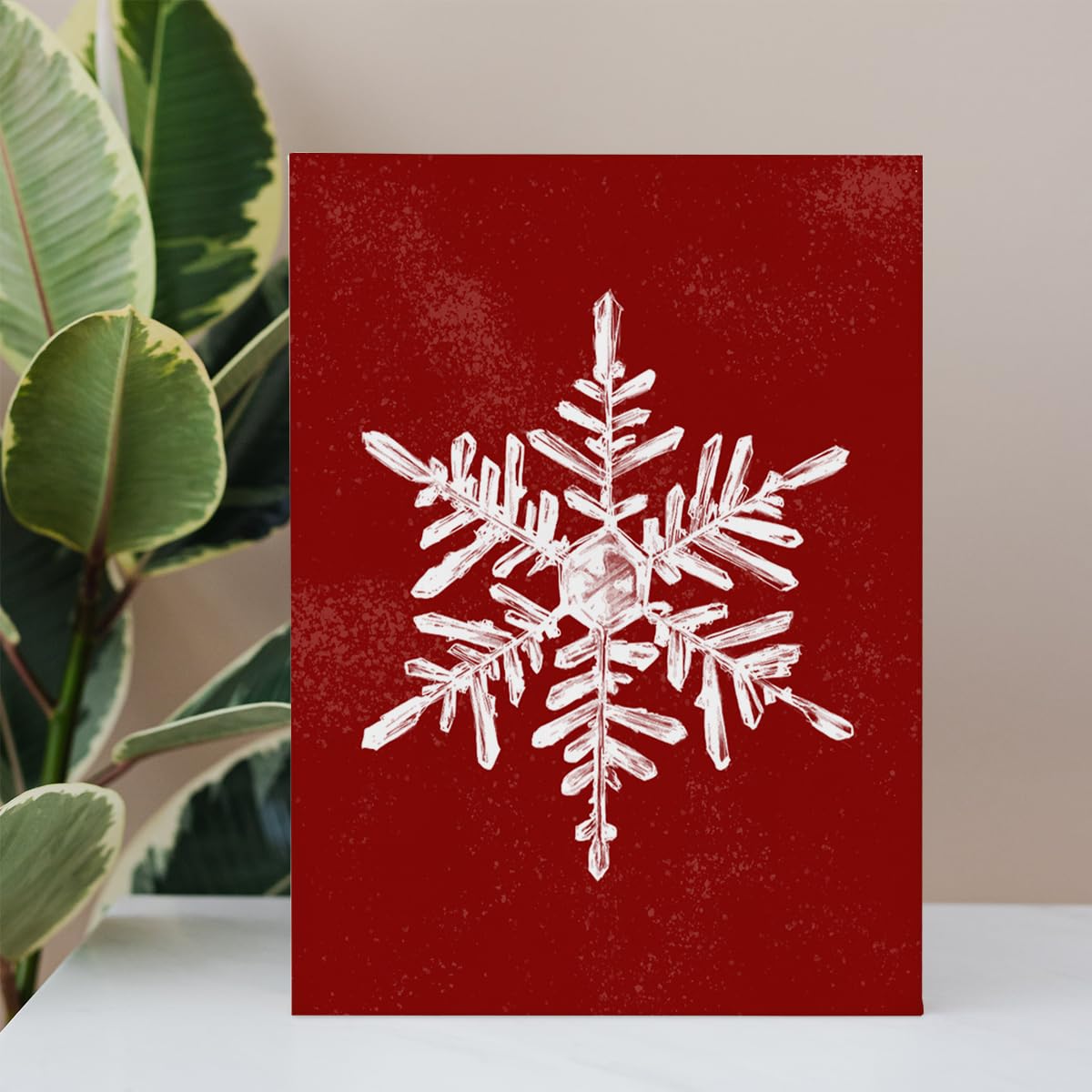 BIWSHA Winter Decor, Christmas Snowflake Wall Art, Snowflake Decorations Wall Print, Red Christmas Canvas Wall Art Decor for Home Living Room Bedroom 11×14 Inch