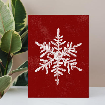 BIWSHA Winter Decor, Christmas Snowflake Wall Art, Snowflake Decorations Wall Print, Red Christmas Canvas Wall Art Decor for Home Living Room Bedroom 11×14 Inch