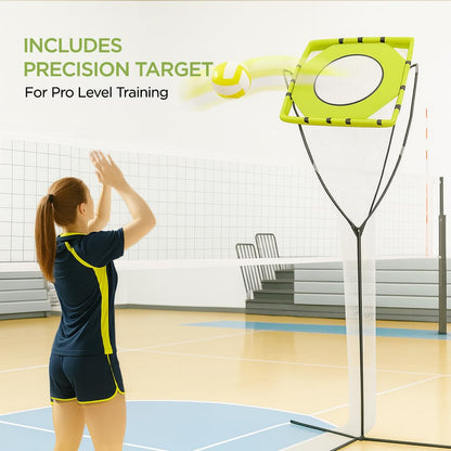 Volleyball Setter Training Net Volleyball Setting Trainer with Target Cloth Adjustable Height 7.5 to 11.5 ft Adjustable Angle for Indoor Outdoor Serving Spiking and Setting Practice Includes Carry Bag