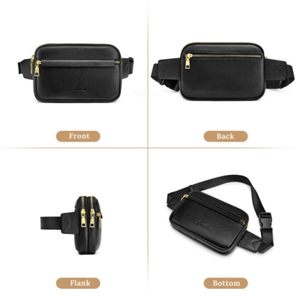 S-ZONE Fanny Packs for Women Genuine Leather RFID Blocking Crossbody Bags Purses Sling Waist Chest Bag Gifts Travel Running Adjustable Strap Men