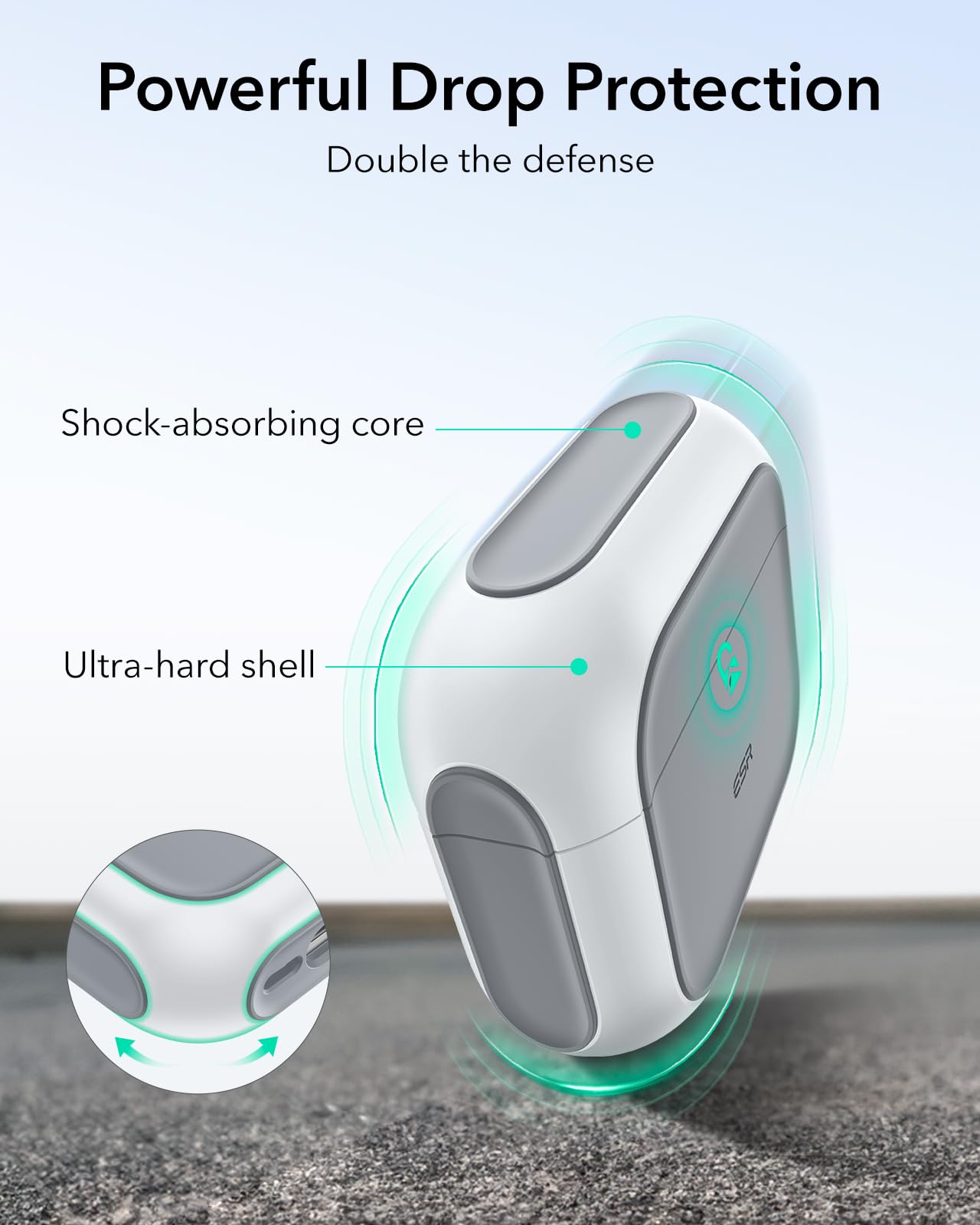 ESR for AirPods 4 Case, Compatible with AirPods 4th Generation Case (2024) (USB-C), Compatible with MagSafe, Drop Protection Cover with Lanyard, Magnetic Lid Lock, Orbit Hybrid Series, White