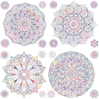 PLIGREAT 2 Sheets Purple Mandala Wall Decal Removable Vinyl Wall Sticker for Bedroom Living Room Yoga Studio Background Wall Mural Decor DIY Creative Art Bohemian Home Indoor Decorative