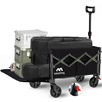 Moothing Collapsible Wagon, Foldable Wagons with Extended 40" L, Folding Wagon with Tailgate, Portable Lightweight Utility Wagons for Grocery, Shopping, Camping, Garden, Sports, Black D