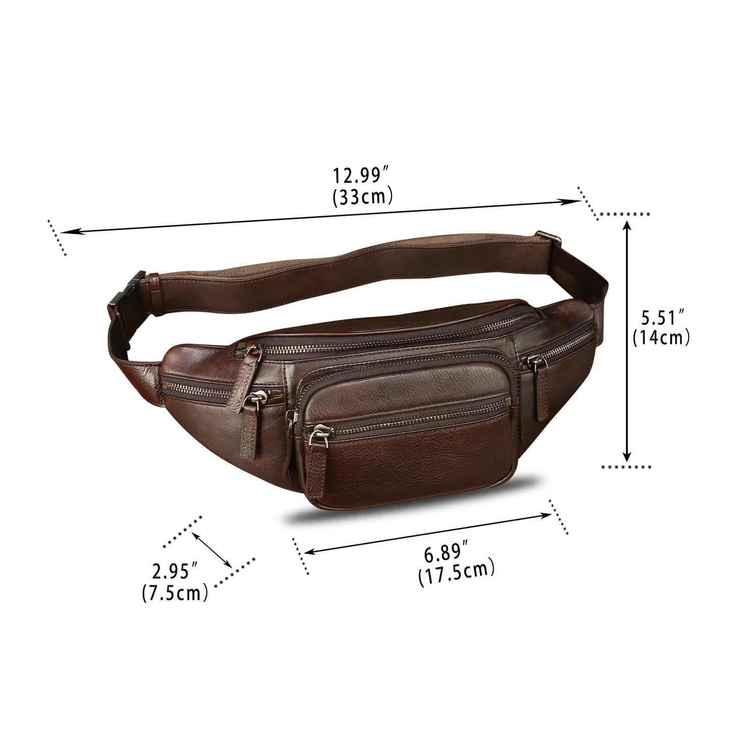 Genuine Leather Fanny Packs for Women and Men Waist Bag Vintage Hip Bum Bag Over Shoulder Crossbody Sling Bag (Coffee)