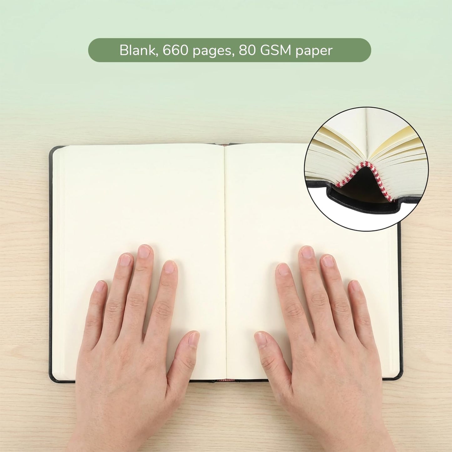IMengjbang 660 Pages A5 Thick Sketchbook, 80GSM 5.7 x 8.25 inches Blank Smooth Notebook Soft Faux Leather Cover Journal for Drawing Book Memo Writing Sketch Pad Diary Notebook