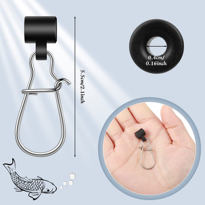 Sumind Black 50 Pieces Fishing Line Sinker Slides with Duo Lock Fishing Clips with Hooked Sinker Line Connector Tackle