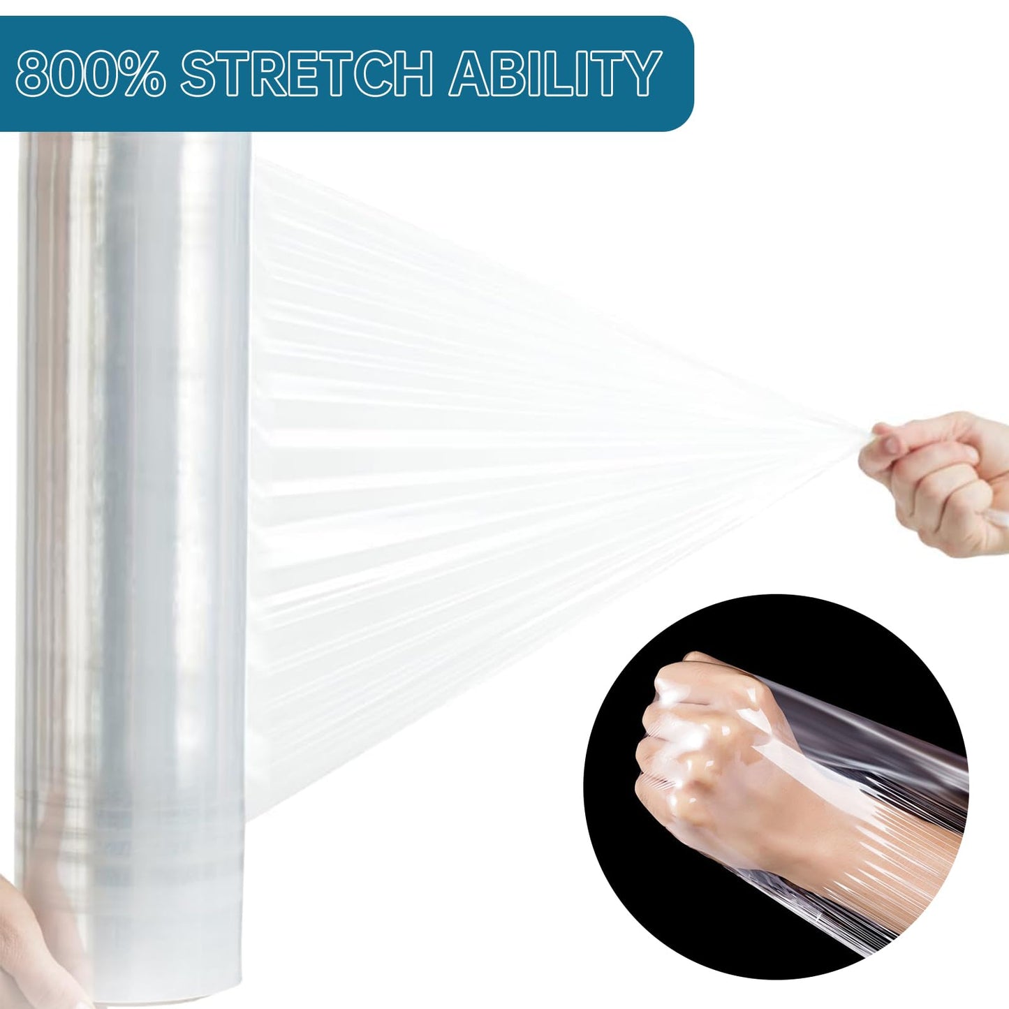 Stretch Film Shrink Wrap Roll 20" x 1500FT, Heavy Duty 80 Gauge Stretch Wrap Roll, Industrial Plastic Wrap for Moving, 800% Stretch for Packing, Pallets, Shipping&Furniture Protection(4 Roll Clear)