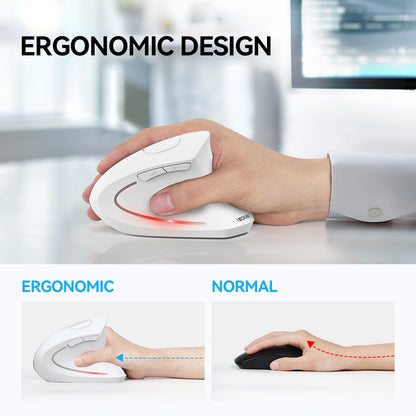 TECKNET Ergonomic Mouse, Wireless Bluetooth Vertical Mouse, 4800 DPI Optical Tracking, 6 Adjustable DPI, Quiet Clicks, 2.4GHz with USB A Receiver, 12 Months Battery, 6 Buttons, Wide Compatibility