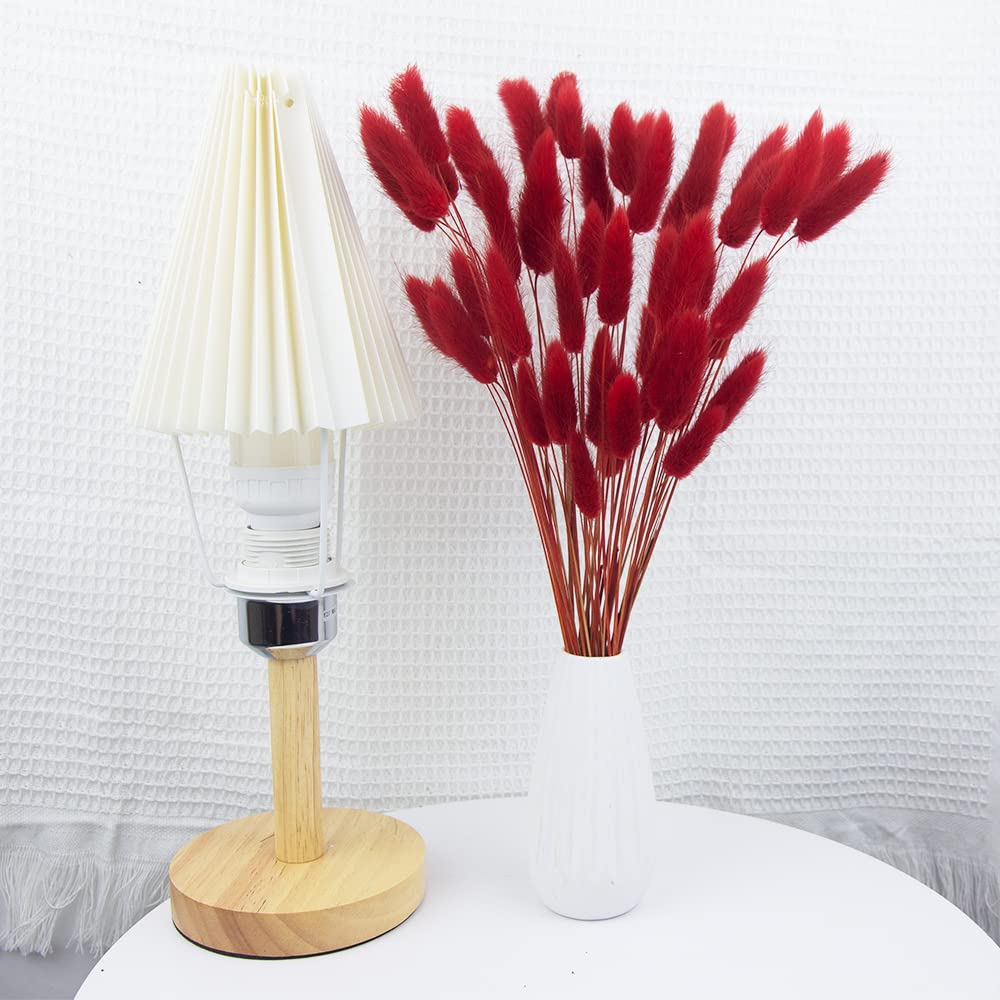 JOJAZE 60pcs Dried Bunny Tails Flowers Red Pampas Grass Natural Dried Floral Arrangement Dry Flowers for Christmas Halloween Boho Decor Home Wedding DIY Craft Decoration (16")…