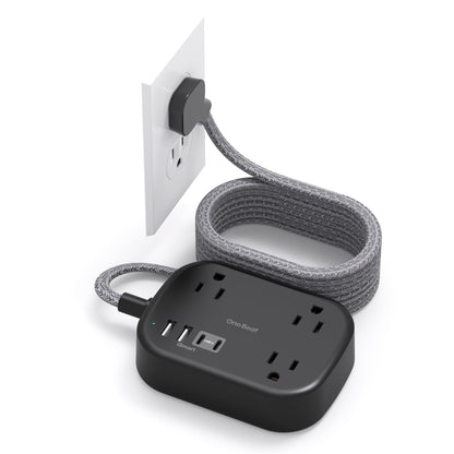 Cruise Essentials 2025,One Beat Travel Power Strip with USB C,Flat Plug Extension Cord with 3 Outlets 4 USB Ports(2 USB C),5 ft Desk Wall Outlet Extender,Non Surge Protector for Cruise,Dorm Room,ETL