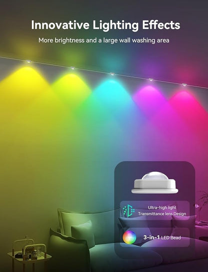Permanent Outdoor Lights, 200ft Smart IC+RGB Outdoor Christmas Lights with 144 LED, IP67 Waterproof LED Eaves Lighting with DIY Scene Modes for Halloween Holiday Decor, Work with App Remote, Alexa