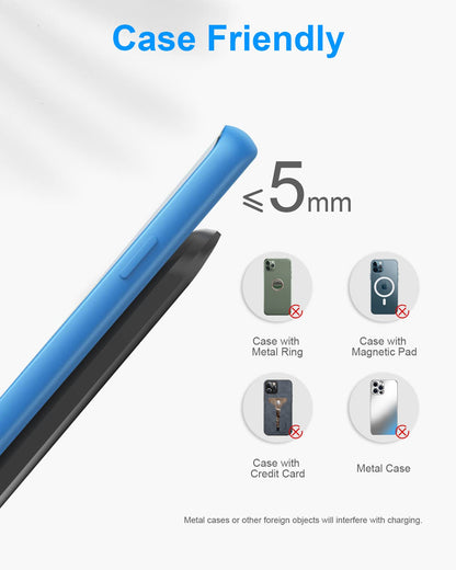 NANAMI Upgraded Fast Wireless Charger, Qi-Certified Wireless Charging Stand Compatible with Samsung Galaxy S25/S24/S23/S22/S21/S20 & Qi Phone Charger for iPhone 17/17 Air/16/16 Plus/16 Pro/15/14/13