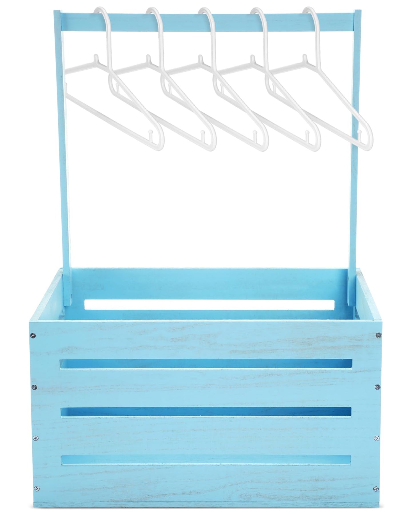 Suzile Wooden Baby Shower Crate Closet Wood Basket for Gifts with Handle Boy Girl Clothes Gender Reveal Storage Box for Newborn New Parent(Blue)