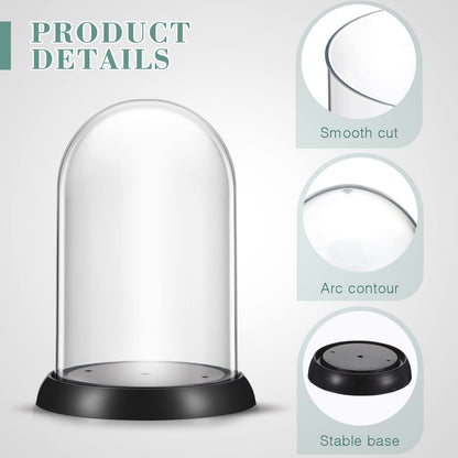 Zhengmy 12 Pcs Plastic Dome Display Case Cloche Bell Jar with Base Clear Cloche Dome Decoration Case for Collectibles Rose Office Home Tabletop Centerpiece Decoration (Oval)