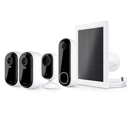 Arlo Essential Security Camera 2K | Outdoor - Indoor | 2nd Gen | Wireless with Spotlight, 2-Way Audio, Color Night Vision, Live Stream, Motion Activation, Real Time Notifications - White, 3 Cameras