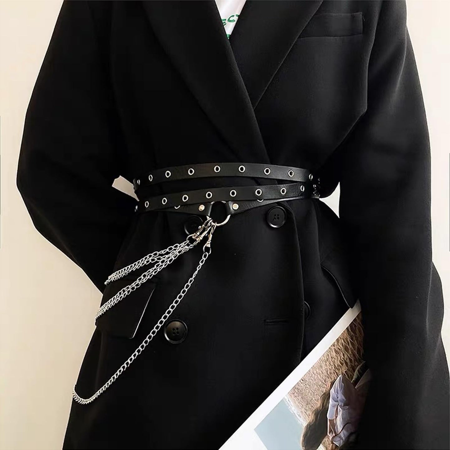 Punk Leather Body Chains Sexy Body Harness Chains Waist Chain Rave Nightclub Party Body Jewelry for Women