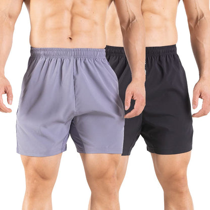 Gaglg Men's 5" Running Shorts 2 Pack Quick Dry Athletic Workout Gym Shorts with Zipper Pockets Black/Gray,Large