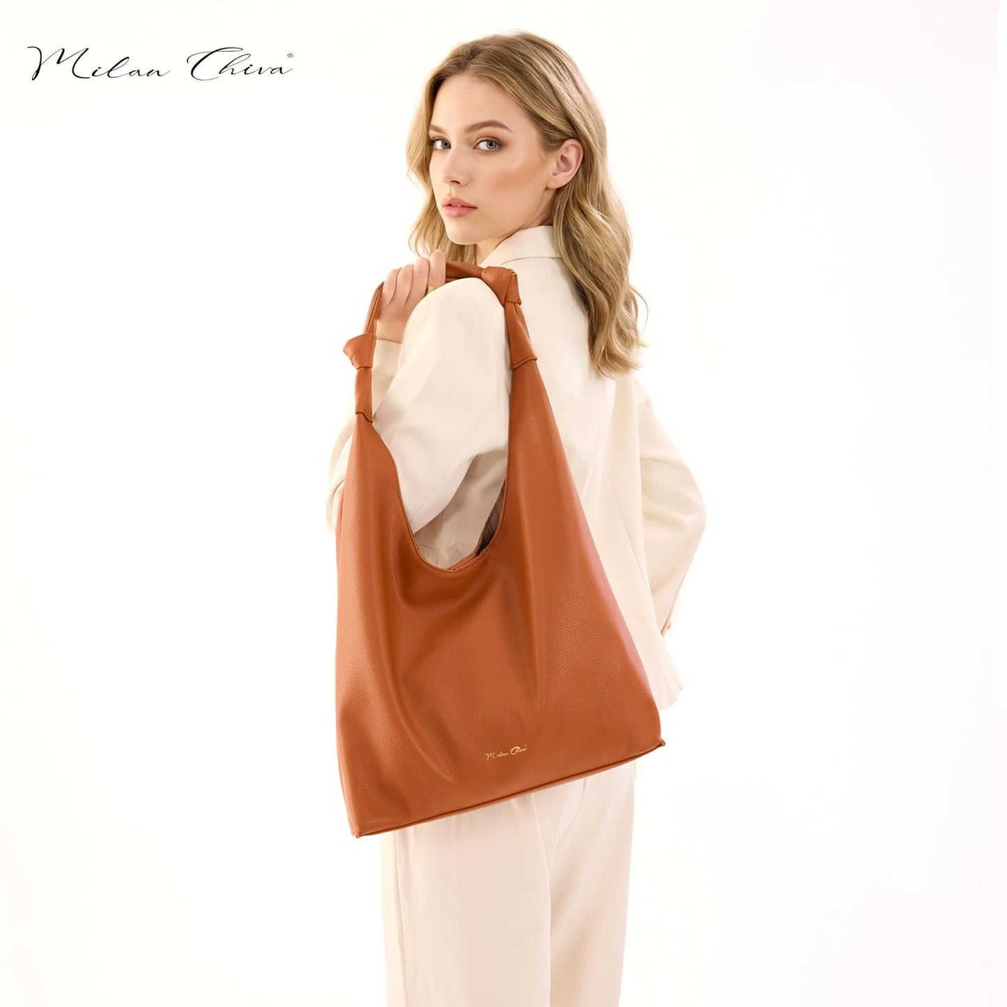 Milan Chiva Hobo Bag for Women, Shoulder Tote Purse, Casual Top Handle Handbag MC-644BR