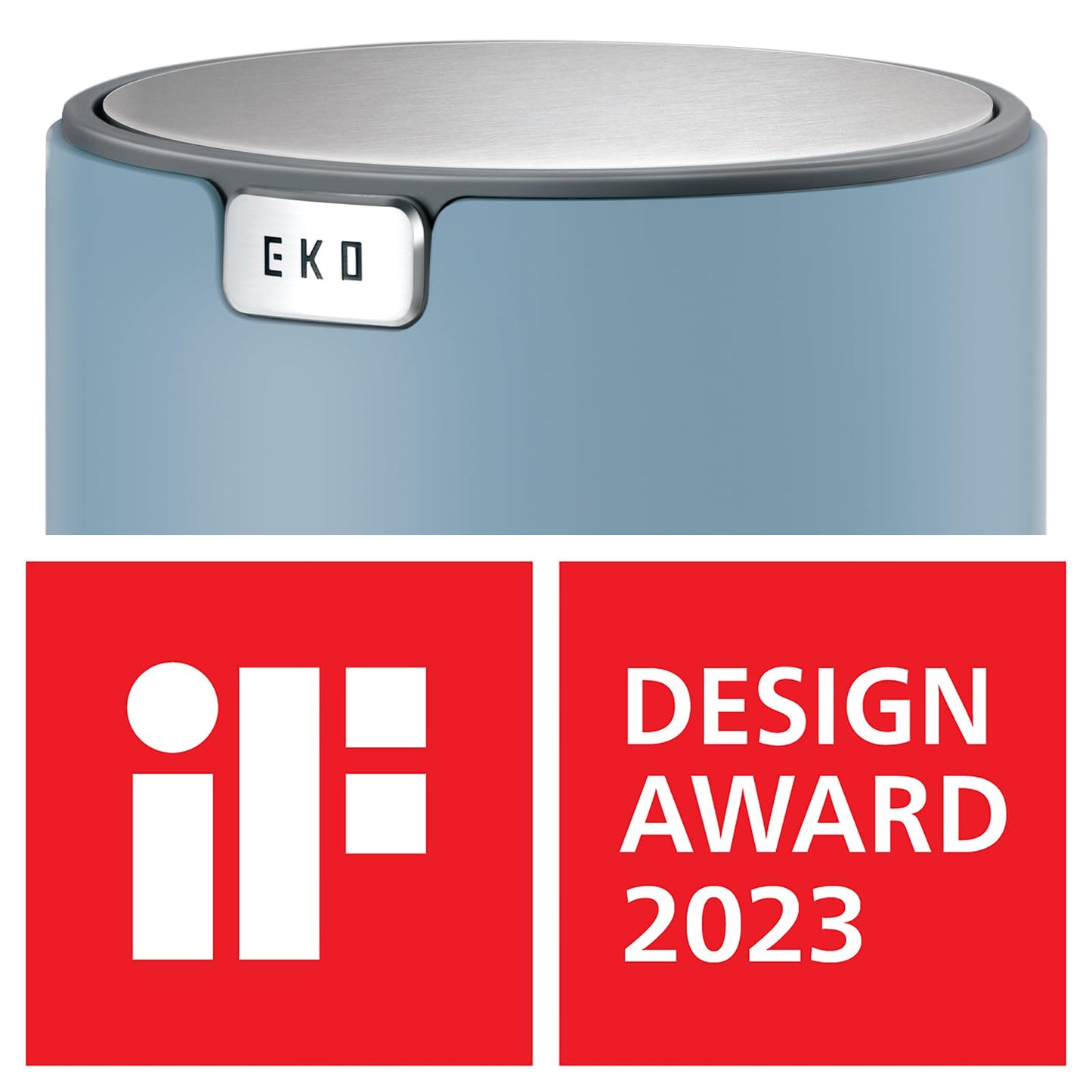 EKO Fandy 0.4 Gal/1.5L Mini Tabletop Trash Bin with Swing-Lid, Desktop Trash Can for Bathroom Countertop, Vanity, Coffee or Office, Small Garbage Bin (Blue)