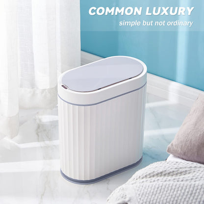 ELPHECO Bathroom Motion Sensor Trash can 2 Gallon Automatic Garbage Can, 10 L Slim Plastic Smart Trash Can with Lid, Waterproof Intelligent Trash Bin for Bedroom, Bathroom, Kitchen, Office, Grey