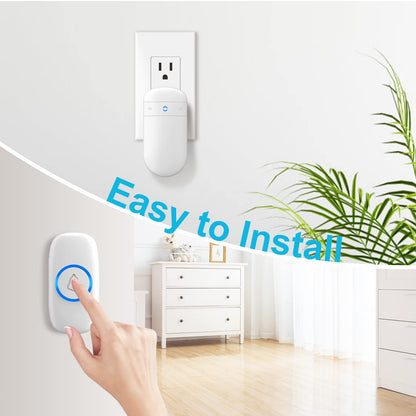 Wireless Doorbell, SECRUI Door bell Over 1000ft Coverage with 2 Plug-In Receivers, 1 Waterproof Push button, 52 Chimes, 110dB loud Sound Colorful LED Flash