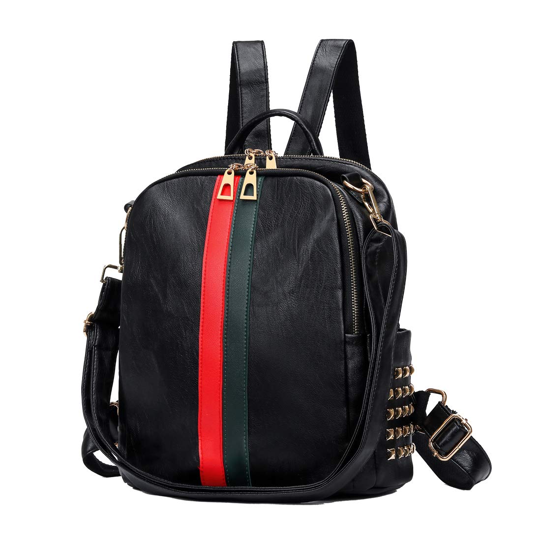 Lowille Backpack Purse For Women Mini PU Leather Rucksack Fashion Small Daypack Travel Shoulder Bag Tote Handbag (Big Black)