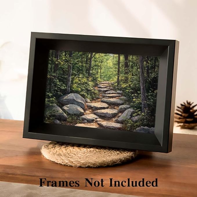 Yesad Nature Wall Art, Forest Path Landscape Wall Decor, Modern Farmhouse Canvas Art Abstract Botanical Canvas Décor Home Decorations for Living Room Bedroom (Unframed,12”x8”, Path)