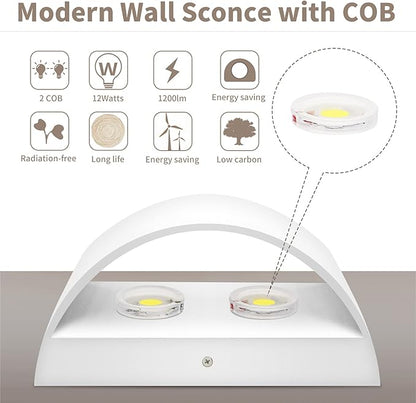 Lightess Indoor LED Wall Lamp 12W Dimmable Up Down Wall Light for Living Room Bedroom Hallway Staircase Cool White