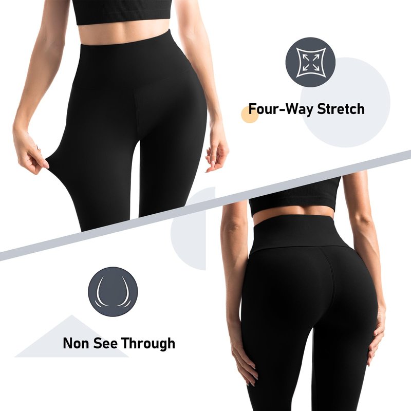Leafigure 2 Packs Leggings with Pockets for Women, High Waisted Tummy Control Workout Leggings for Gym Black/Teal XXL