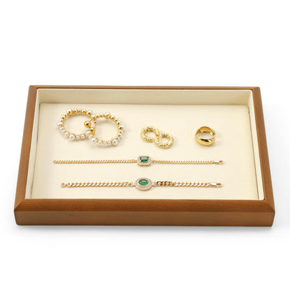 Oirlv Solid Wood Stackable Jewelry Organizer Tray Jewelry Drawer Organizer(Creamy-white)