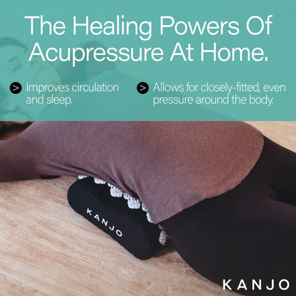 Kanjo FSA HSA Eligible Acupressure Cushion | Memory Foam Acupressure Pillow for Back and Sciatica Pain | 100% Cotton Linen Cover