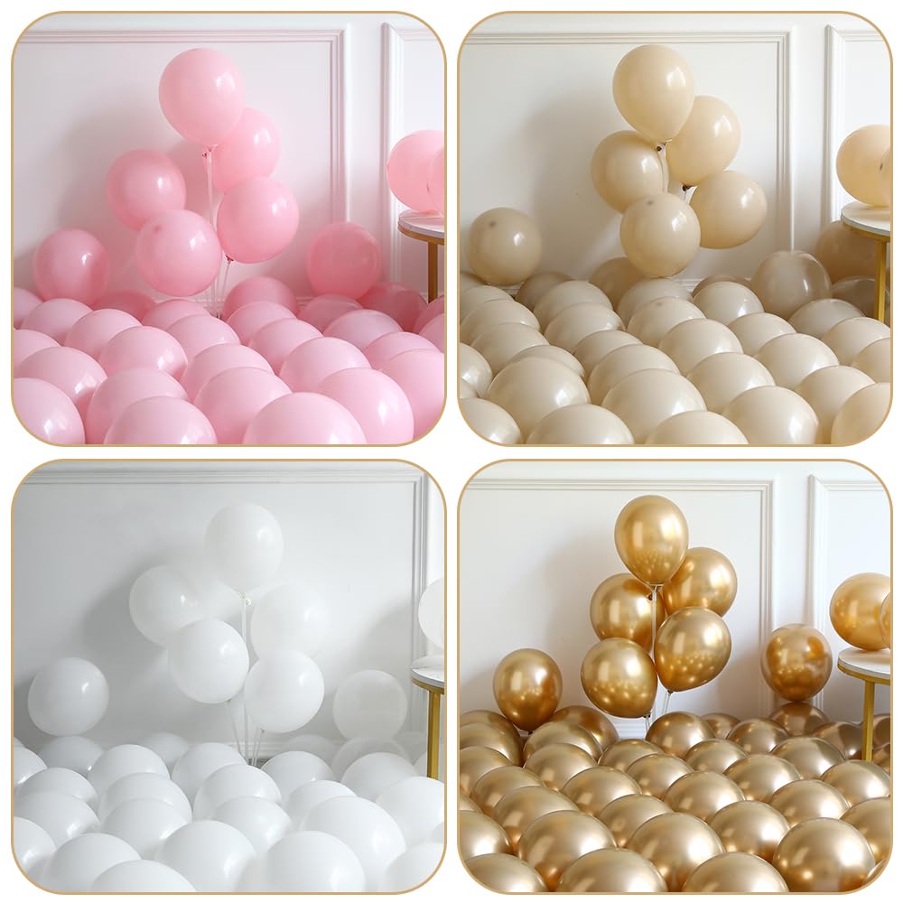 Gingerbread Snowflake Balloon Garland Arch Kit, 140pcs Pink Light Brown Gold Latex Balloons with Snowflake Candy Cane Foil Balloons for Christmas Gingerbread Theme Winter Holiday Birthday Party Decor