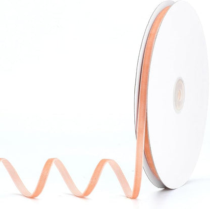 Peach Velvet Ribbon 1/4" x 20Yd,Great for Gift Wrapping,Hair Bows Making, Wreaths,Wedding and Christmas Party Decoration(Peach 1/4")