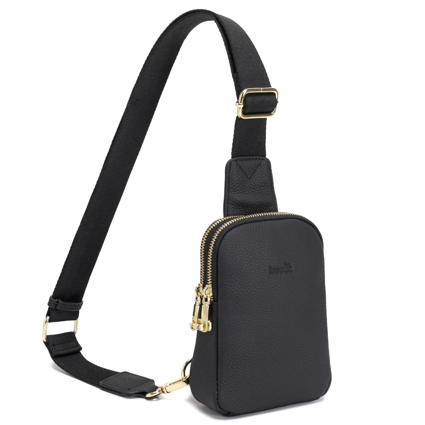 INICAT Genuine Leather Small Sling Bag Anti Theft Crossbody Bags Travel Purses for Woman(Black)