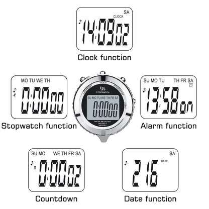 LAOPAO Stopwatch Metal Stopwatch Timer with Backlit 1/100th Second Precision 2 Lap Memory Digital Stop Watch for Coaches