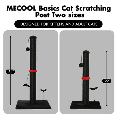 MECOOL Cat Scratching Post Premium Sisal Scratch Posts with Hanging Ball Vertical Scratcher for Indoor Cats and Kittens,Black