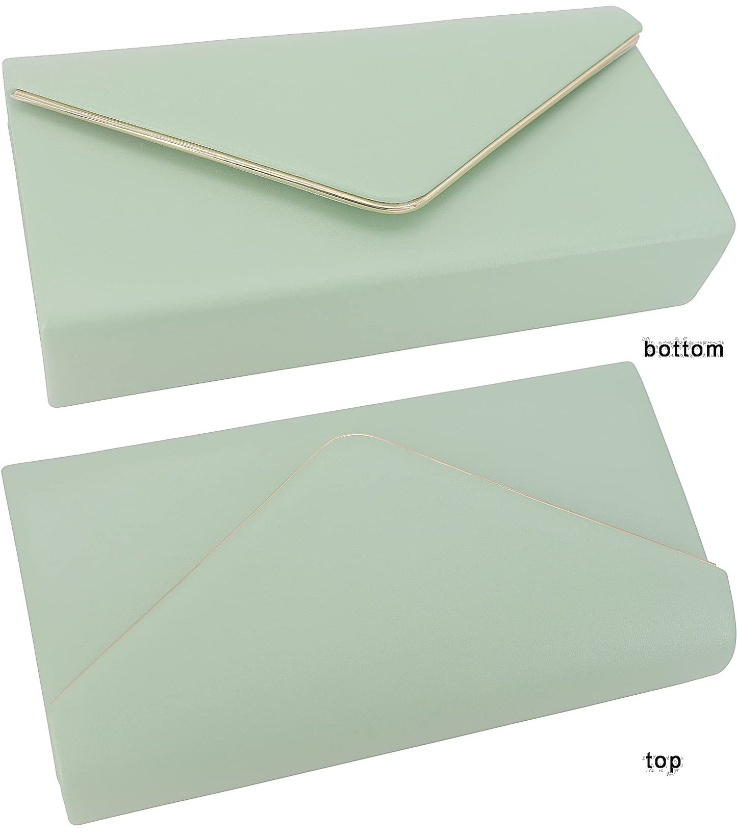 Vegan Leather Envelope Clutch Bag Classic Dressy Purse Foldover Evening Handbag Mint
