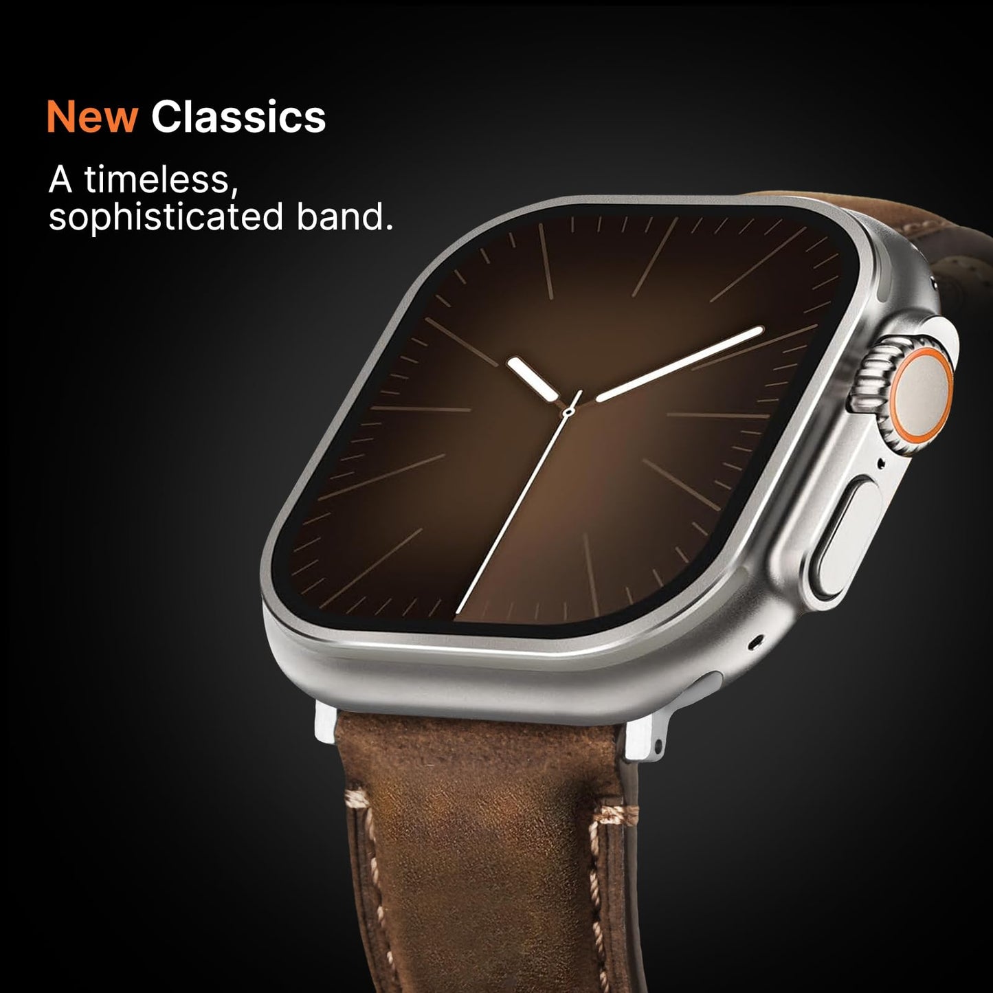 Fullmosa Leather Band Compatible with Apple Watch Bands 49mm 46mm 45mm 44mm 42mm,Top Grain Leather iWatch Straps for Apple Watch Ultra SE Series 11 10 9 8 7 6 5 4 3 2 1,Coffee+Silver/Black+Silver