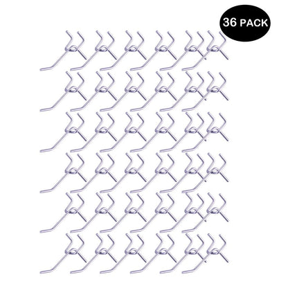 KINOMI 36 Pieces 2 Inch Silver Pegboard Hooks Heavy Duty Pegs Pegboard Accessories for 1/4 in and 1/8 in Peg Boards in Garages, Tool Sheds, Basements etc