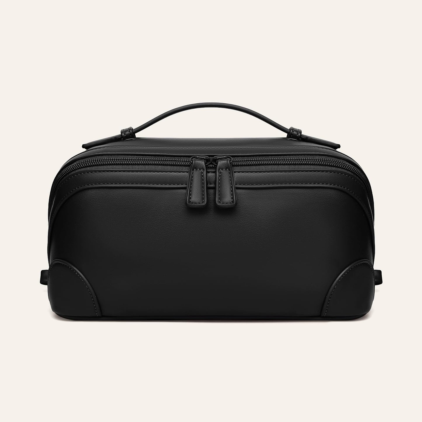 mibasies Travel Makeup Bag for Women, Large Capacity Waterproof PU Leather Flat Open Cosmetic Bag, Portable Toiletry Bag for Business Trip & Daily Use