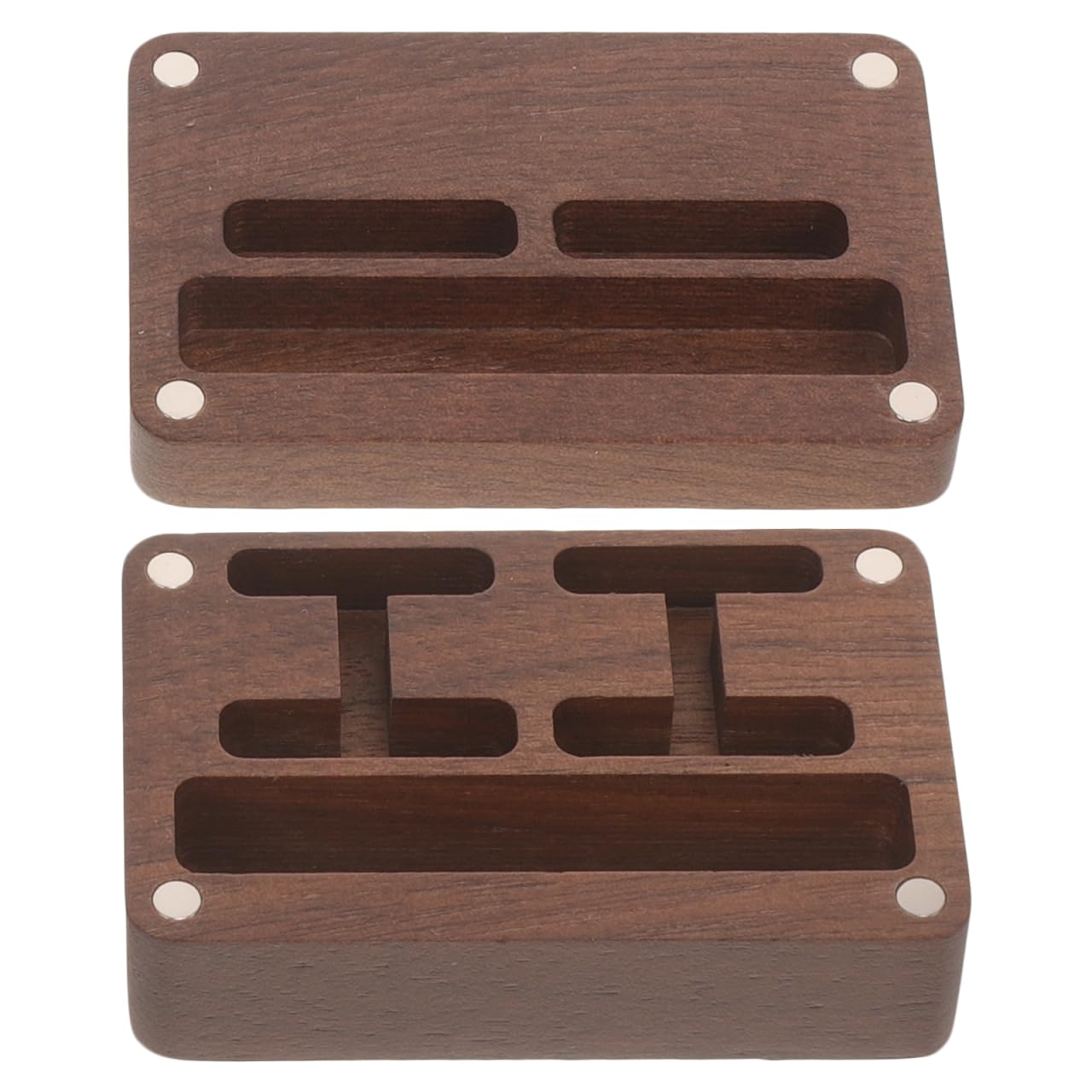 WOFASHPURET Walnut Storage Box for Men Jewelry Organizer Small Cufflink Box Case with Tie Clips Holder Compact Design for Home Office