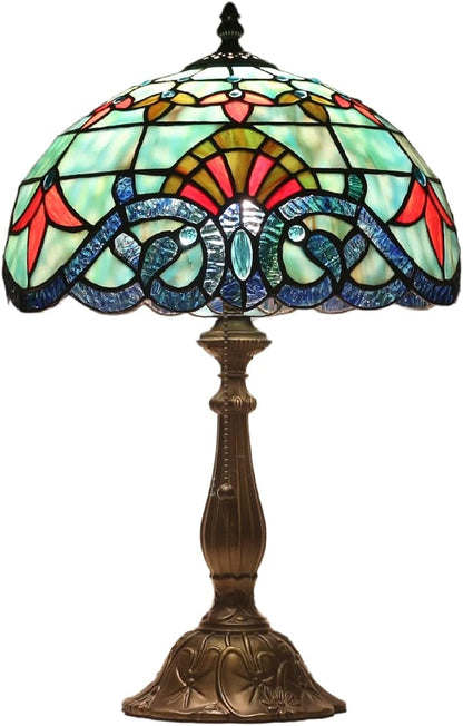 Tiffany Table Lamp Stained Glass Bedside Table Lamp Desk Reading Light 12 Inches Bedroom Living Room Home Office Decor Lamp(Baroque)