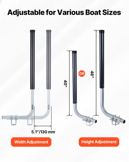 VEVOR Boat Trailer Guides, 40 in/48 in Height Guide Poles, 2PCS High-Hardness Steel Trailer Guide-Ons, Adjustable Guide Poles with PVC Pipes, for Ski Boats, Compact Fishing Boats, Small Sailboat