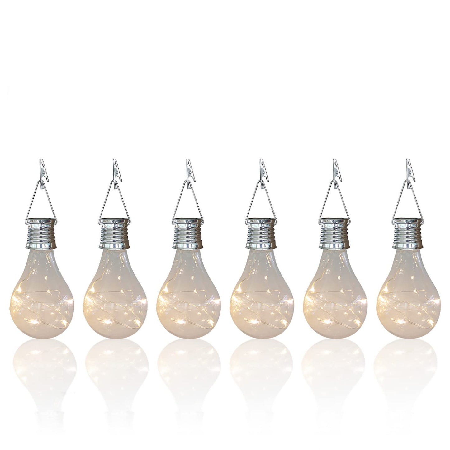 Solar Light Bulbs Outdoor Waterproof Garden Camping Hanging LED Light Lamp Bulb Globe Hanging Lights for Home Yard Christmas Party Holiday Decorations (6 Pack-Clear Bulbs)