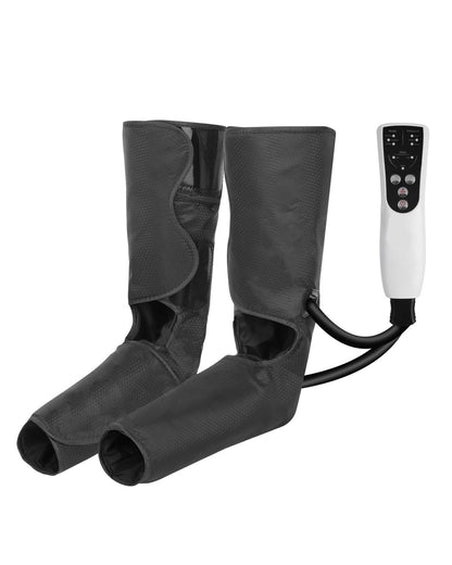 LINGTENG Air Compression Leg Massager with Heat, Leg Massager Simulates Kneading and Stroking of Tissues by Using an Inflatable Garment, Gifts for Women Men (Black)