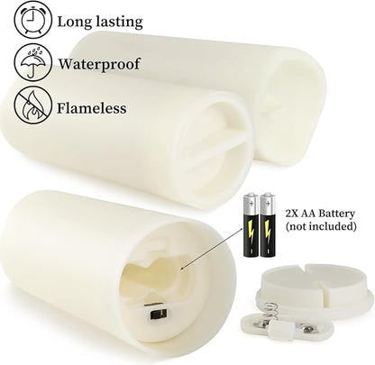 Set of 72 Flameless Led Battery Opeated (D2.2'' x H4''5''6'') Waterproof Outdoor Indoor Candles with 10-Key Remotes and Cycling 24 Hours Timer