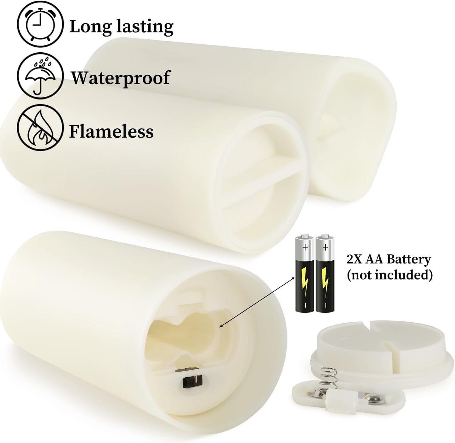Enpornk Set of 24 Flameless Led Battery Opeated (D2.2'' x H4''5''6'') Waterproof Outdoor Indoor Candles with 10-Key Remotes and Cycling 24 Hours Timer