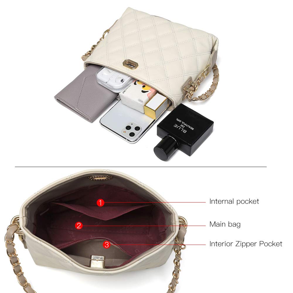 Sivim Small Crossbody Bags for Women Purses Fashion Leather Lightweight Handbags Shoulder Bag(Beige)