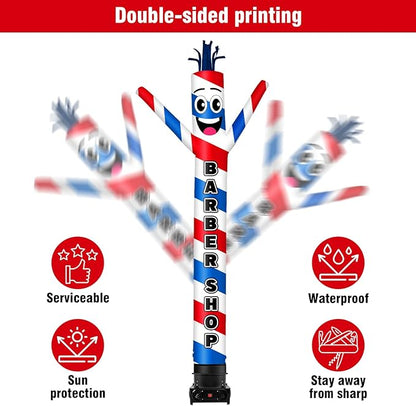 10FT Tall Barber Shop Inflatable Tube Man Wacky Wavy Dancing Guy with 3/4 HP Weather-Resistant Blower (12''Diameter) for Outdoor Decoration Advertising Business Promotion