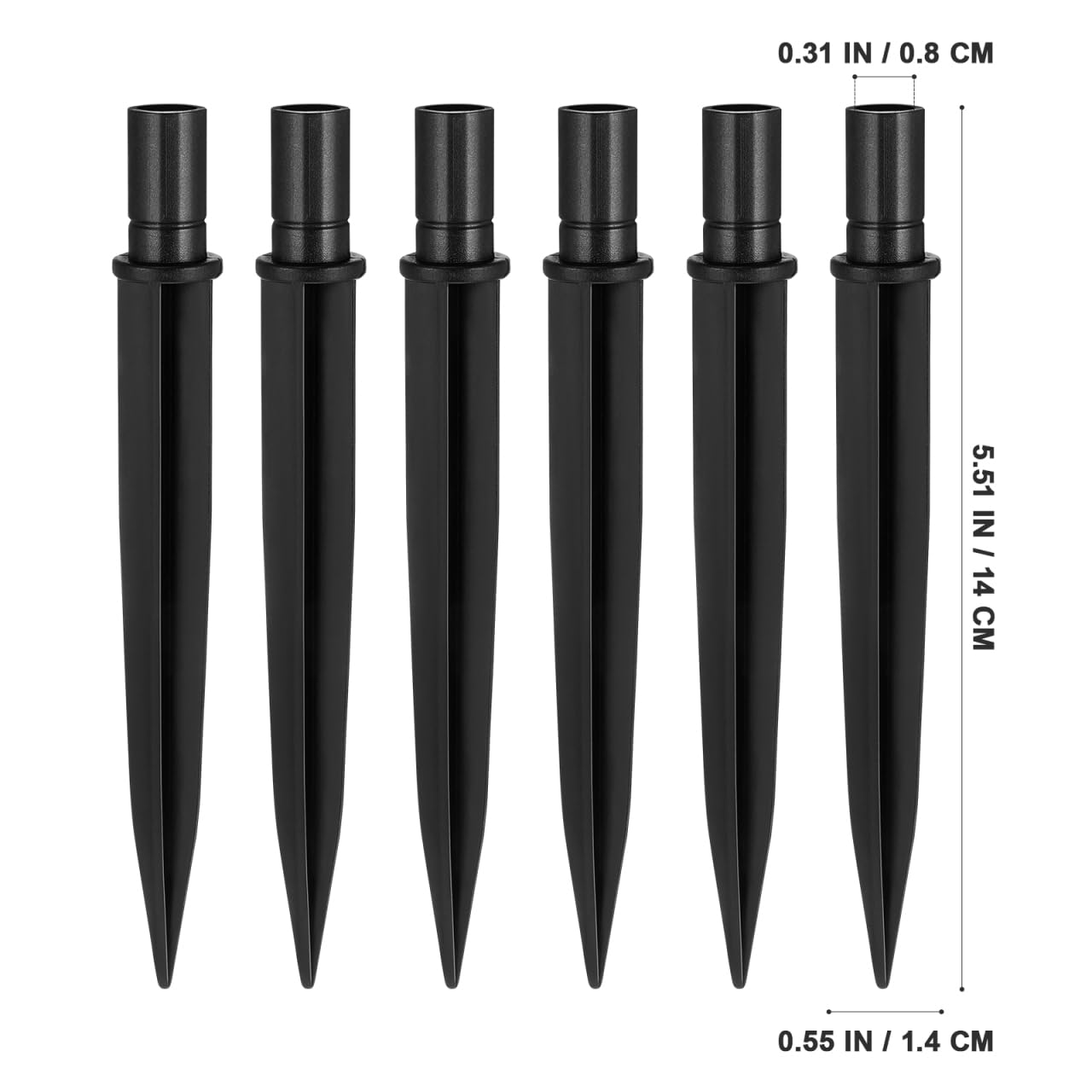 DOITOOL 20 Pack Solar Light Stakes Replacement 5.5 inch Pathway Light Stake ABS Plastic Reinforced Ground Spikes for Garden, Pathway, Christmas Lighting, Black